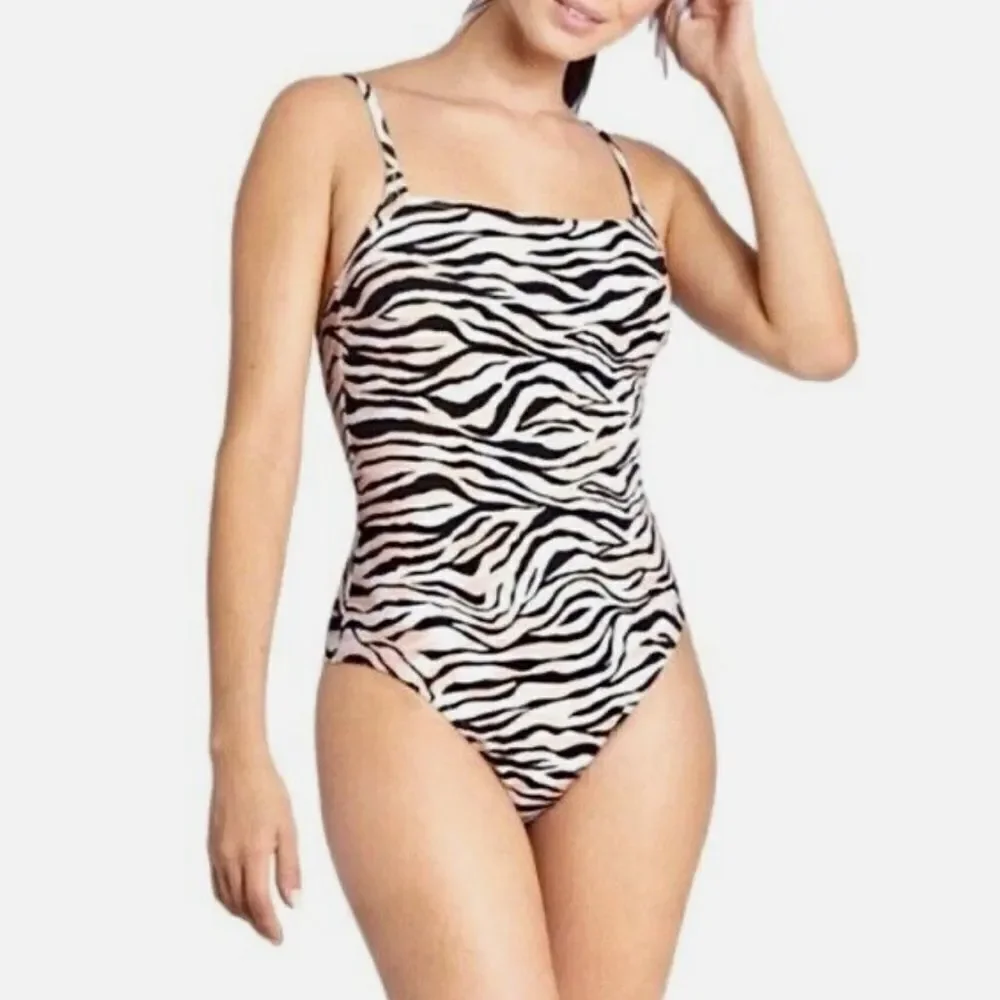 Shade & Shore Zebra Print One Piece Swimsuit